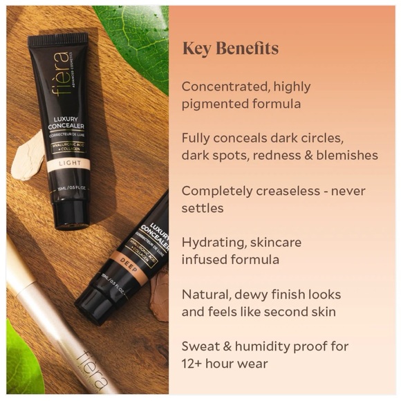 Fiera Luxury Concealer in BISQUE - Creaseless Full Coverage - Picture 2 of 6